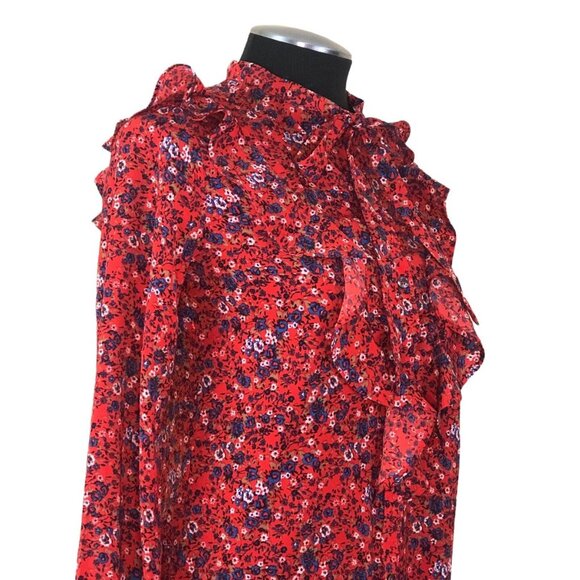 Abercrombie & Fitch Floral Ruffled Mock Neck Button-Down Top – Size Small - Picture 2 of 15